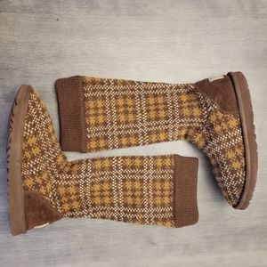 UGG Australia Brown Plaid Knit Boots